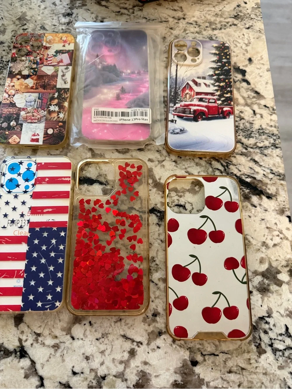 Apple iPhone Decorative Cases Assortment in Black, Red, Blue, Gold, Cream